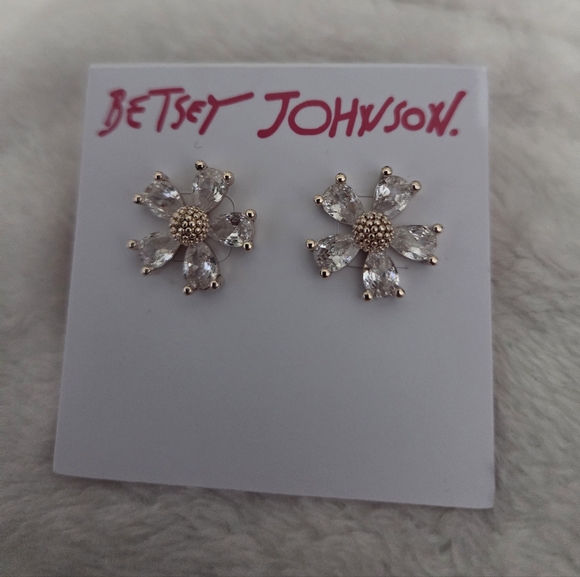 Betsey Johnson Jewelry - Betsey Johnson Crystal Flower Earrings